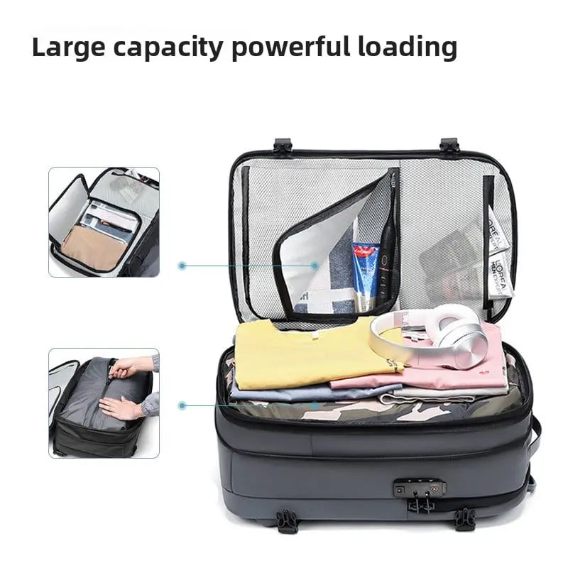 Détail compartiment séparation sec humide sac à dos HomyBag extensible