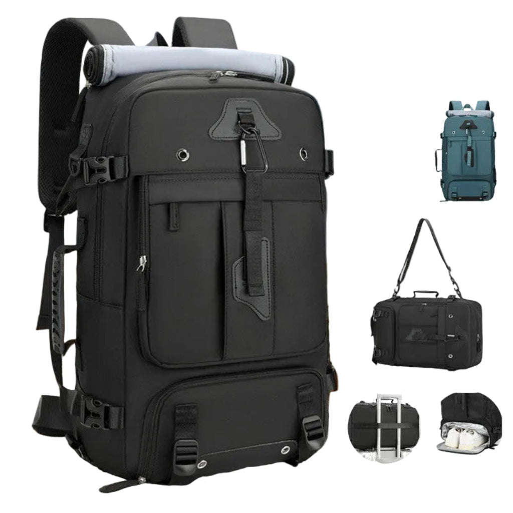 Sac à dos voyage HomyBag noir compartiments multiples