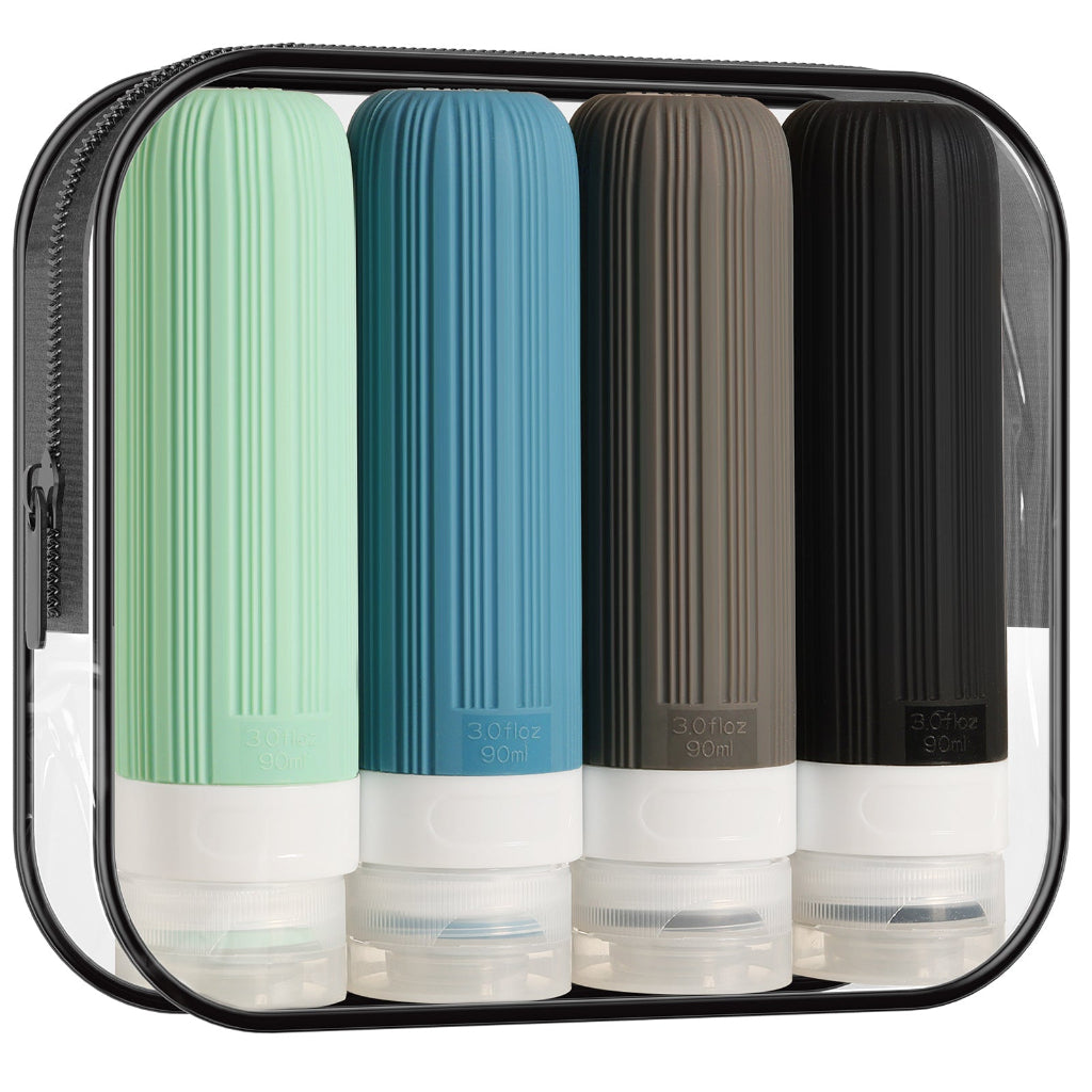 Flacons de voyage silicone rechargeables 90 ml tons foncés bouchon à clapet – HomyBag
