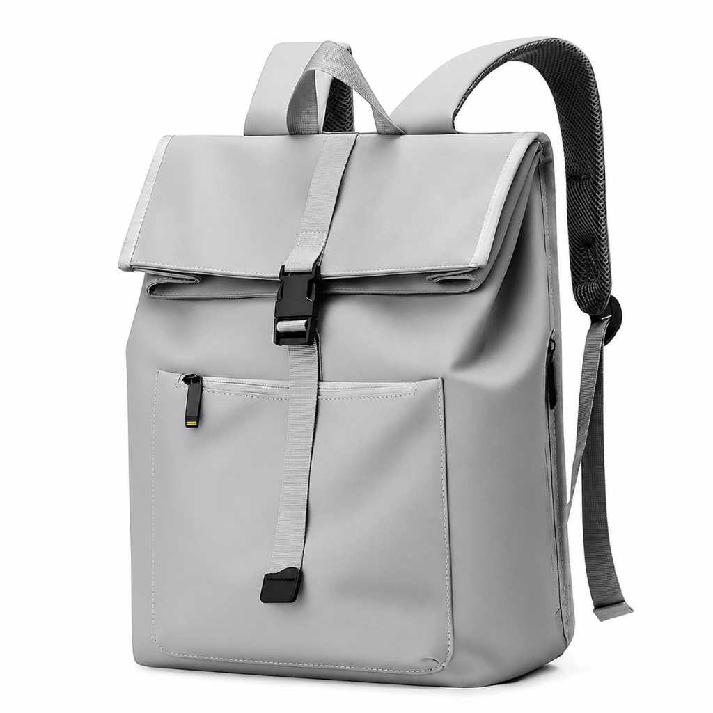 Sac à dos Roll Top HomyBag gris clair vue de face