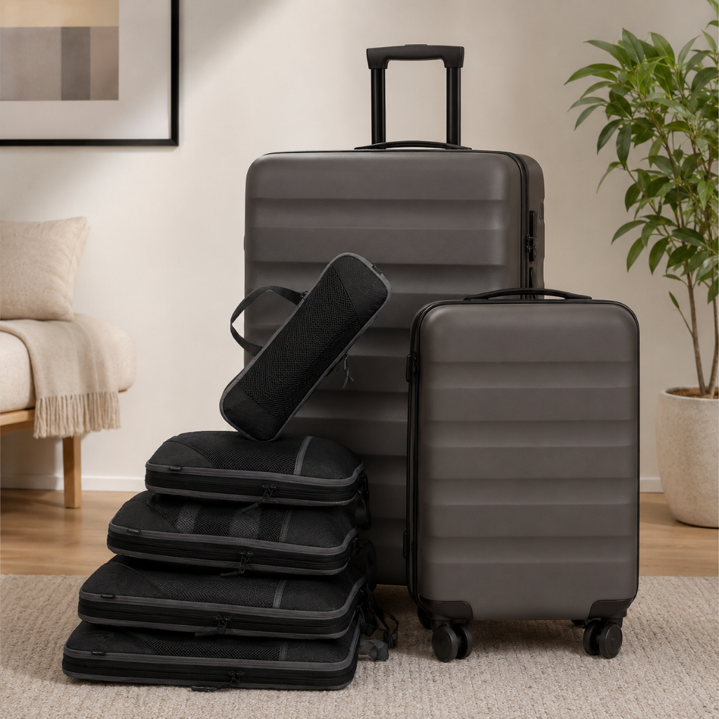 Set de rangement compressible HomyBag – 5 pochettes nylon maille filet tailles variées