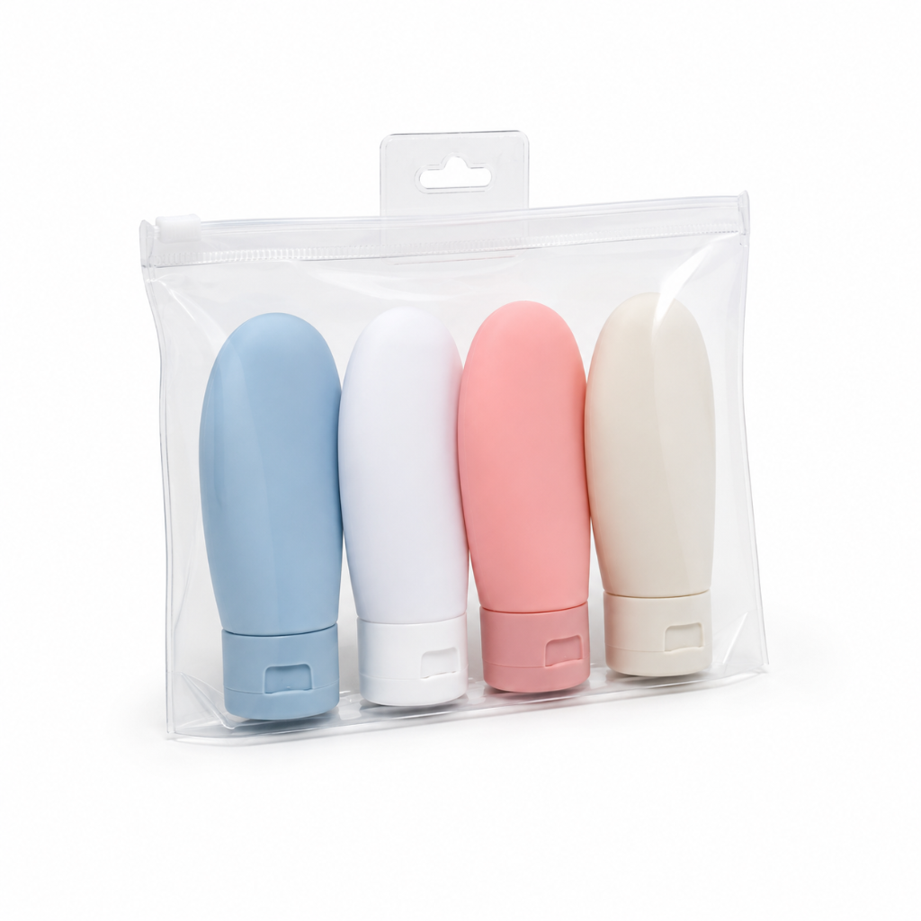 Flacons de voyage silicone 100 ml bouchon à clapet vue de face – HomyBag