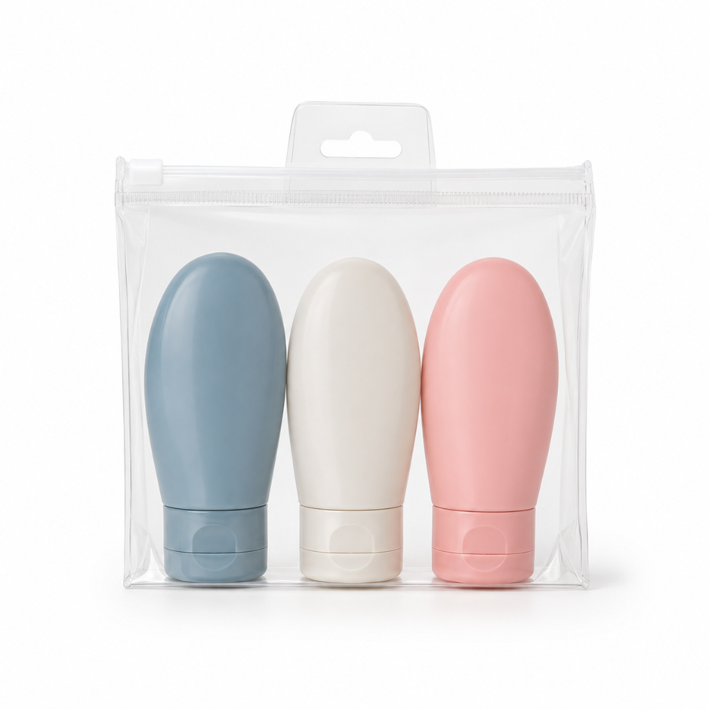 Set de flacons de voyage 100 ml assortiment nordique avec pochette EVA transparente – HomyBag