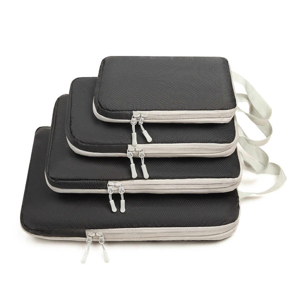 Set de 4 sacs de rangement compressibles HomyBag noir – organisation valise voyage