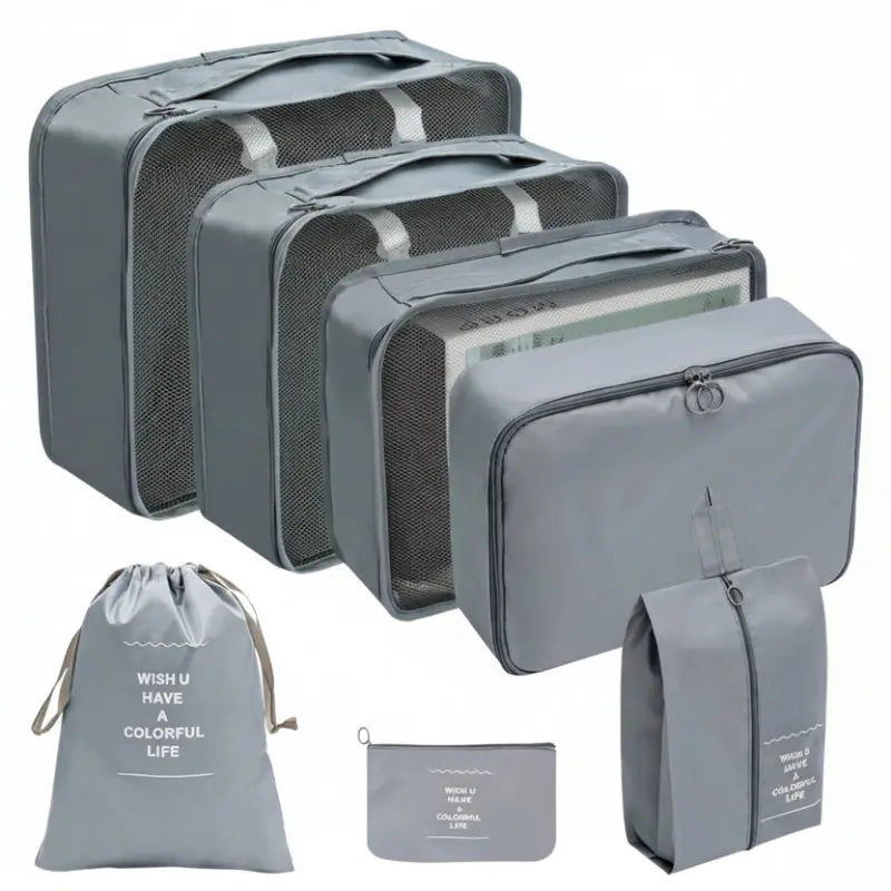 Détail set rangement HomyBag voyage tissu sergé