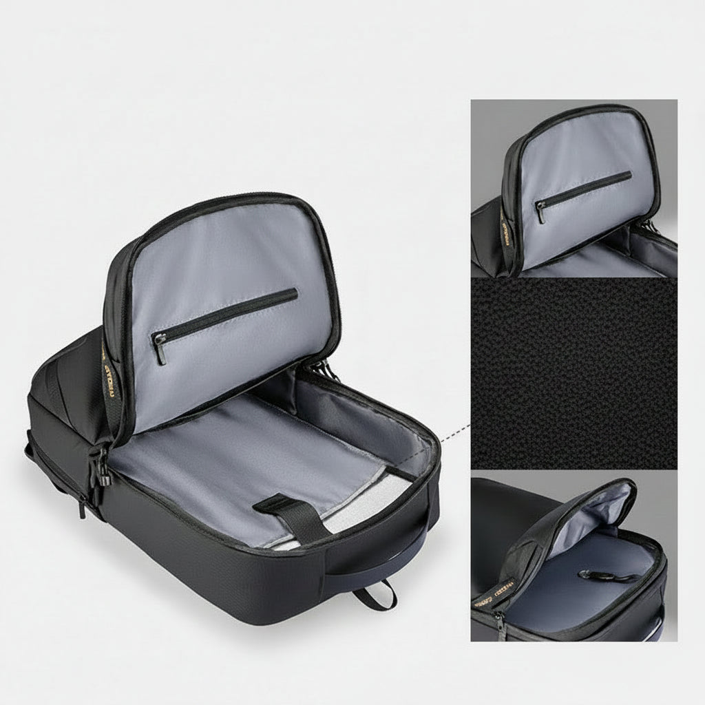Sac à dos HomyBag noir grande capacité voyage - vue intérieur