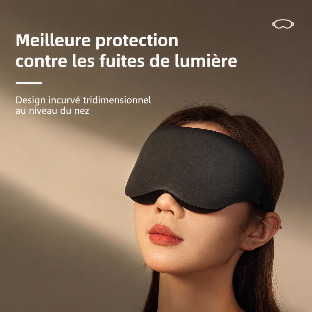 Masque de sommeil 3D occultant HomyBag – coloris noir, vue de face