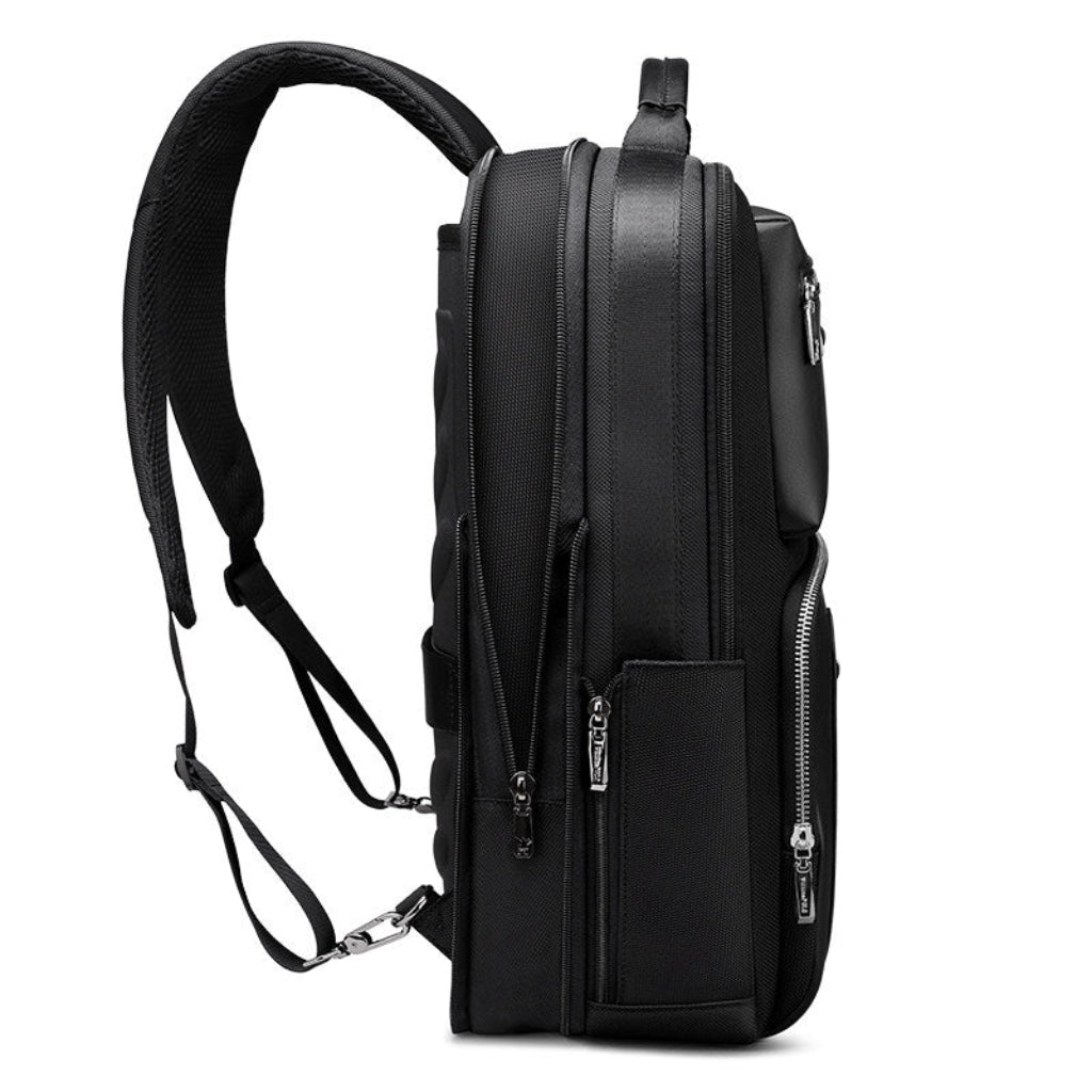 Sac à dos voyage HomyBag noir 17.3 pouces vue de côté 